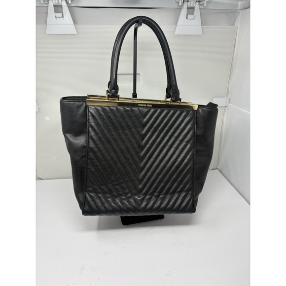 Michael Handbags - Michael Kors Black Chevron Quilted Leather Tote Satchel Gold Hardware Large
